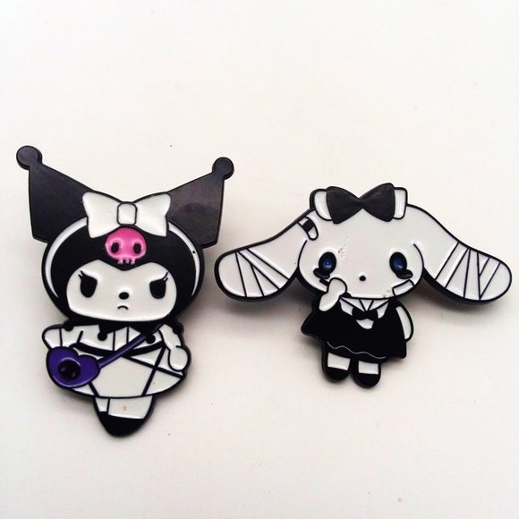 Pins Kuromi CInnamoroll Enamel Sanrio Hello Kitty Friends Black Emo Scene Rave - Picture 1 of 2